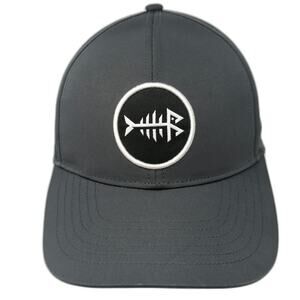 Bassdash Trucker Hat Gray OSFM Snapback Fishbone Logo Perforated Mesh Breathable